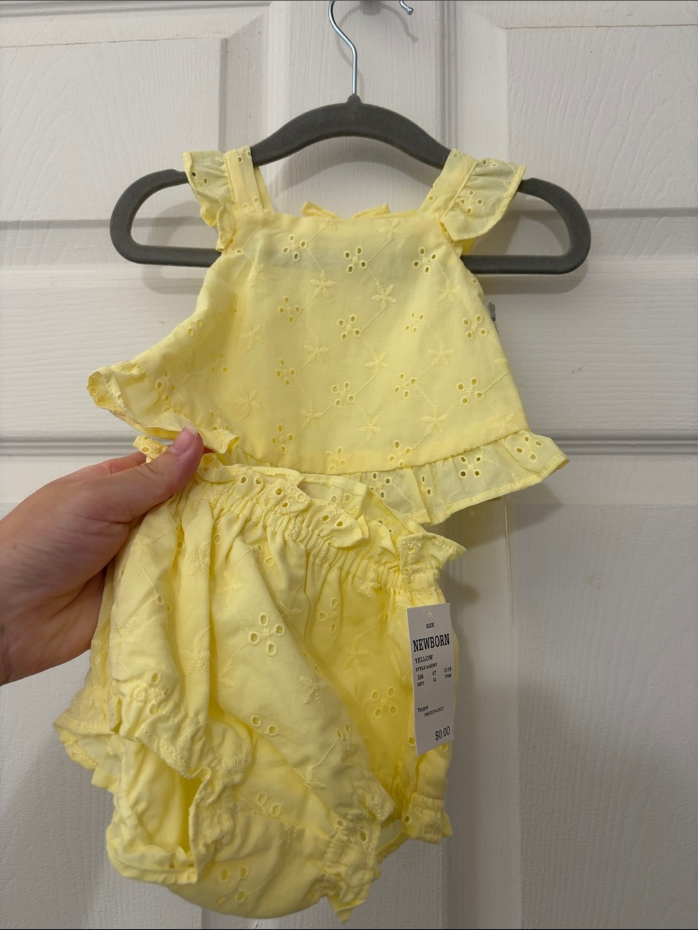 NWT Yellow Eyelet Baby Dress & Bloomers Set